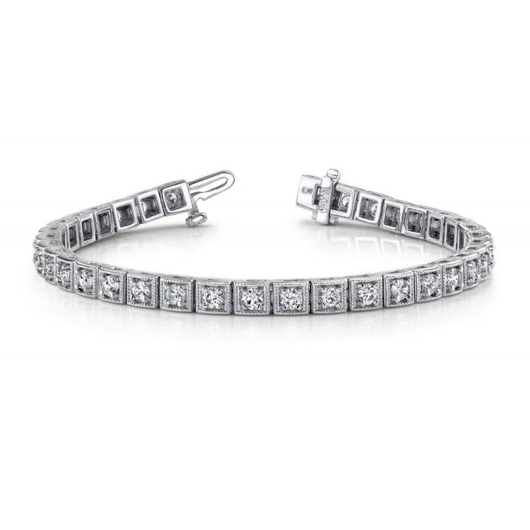 Bracelet Tennis A 3,50 Carats De Réel Diamants 14K D'Or Blanc