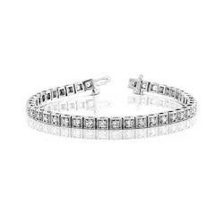 Bracelet Tennis A 3,50 Carats De Réel Diamants 14K D'Or Blanc