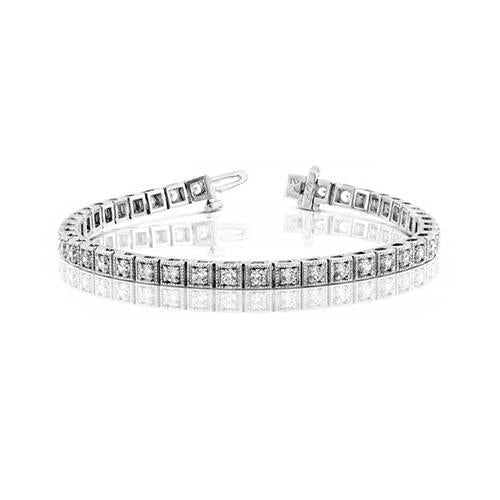 Bracelet Tennis A 3,50 Carats De Réel Diamants 14K D'Or Blanc