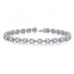 Bracelet Tennis À 4 Carats De Naturel Diamants Ronds Et Baguettes 14K D'Or Pour Femme