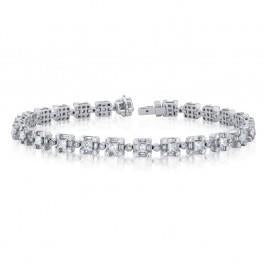 Bracelet Tennis À 4 Carats De Naturel Diamants Ronds Et Baguettes 14K D'Or Pour Femme