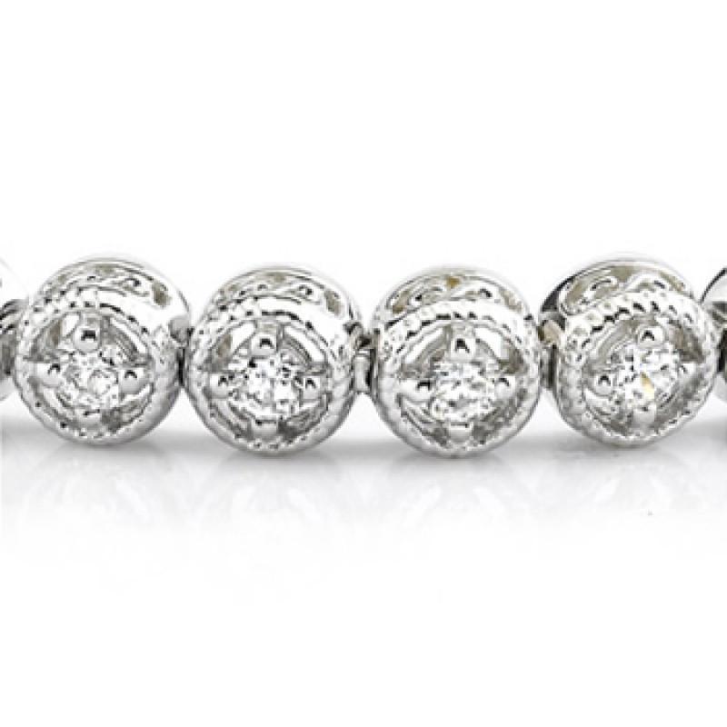 Bracelet Tennis A 4,80 Carats De Naturel Diamants Ronds 14K D'Or Blanc