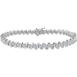 Bracelet Tennis À 5 Ct De Naturel Diamants Ronds Brillants 14K D'Or Blanc Solide