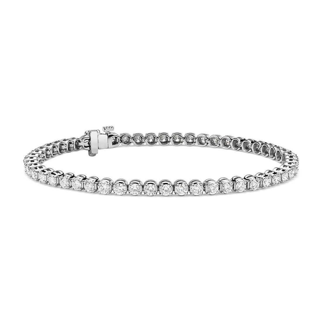 Bracelet Tennis À 5,30 Carats De Réel Diamants Ronds Bijoux Fin En Or Blanc Solide