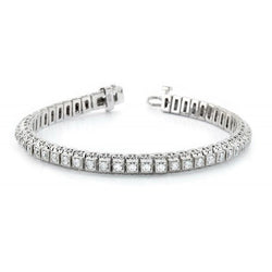 Bracelet Tennis A 5,50 Carats De Véritable Diamants Ronds 14K D'Or Blanc Solide