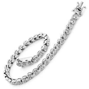 Bracelet Tennis À 5,70 Carats De Naturel Diamants Ronds 14K D'Or Blanc Solide