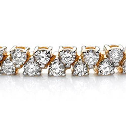 Bracelet Tennis A 6 Carats De Réel Diamants Ronds Brillants 14K D'Or Jaune