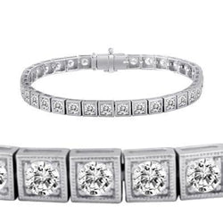 Bracelet Tennis À 6,80 Carats De Véritable Diamants Ronds Bijoux À 14K D'Or Blanc Pour Femme