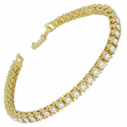 Bracelet Tennis À 8,10 Carats De Naturel Diamants Bijoux Fin Pour Femme à 14K D'Or Jaune