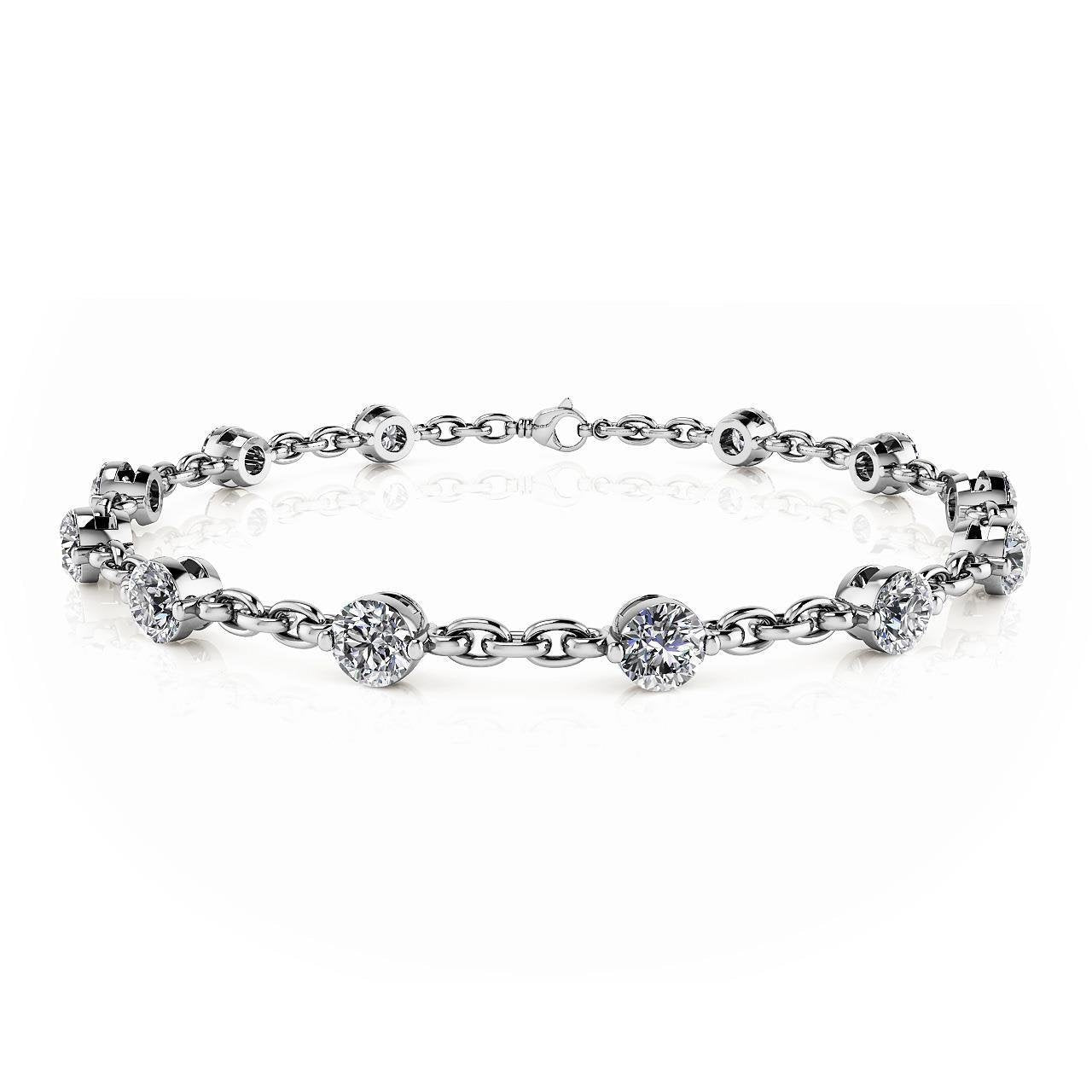 Bracelet Tennis À 9 Carats De Naturel Diamants Ronds Étincelants 14K D'Or Blanc