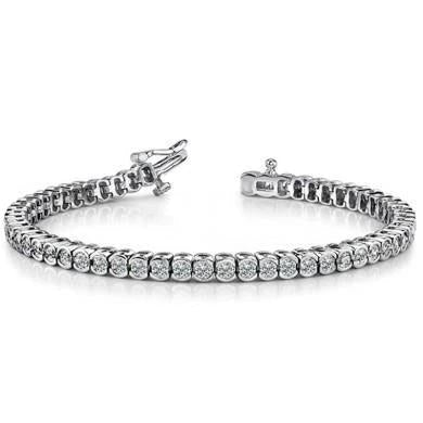 Bracelet Tennis À 9 Carats De Véritable Diamants Ronds Bijoux En Or Blanc