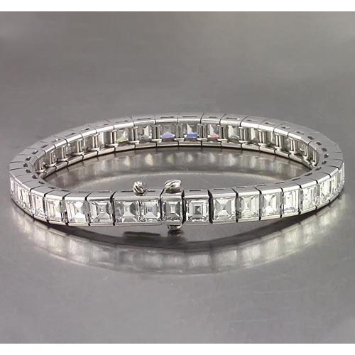 Bracelet Tennis Asscher Réel Diamant 26.65 Carats Bijoux Or Blanc Neuf