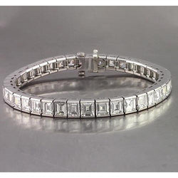 Bracelet Tennis Asscher Réel Diamant 26.65 Carats Bijoux Or Blanc Neuf