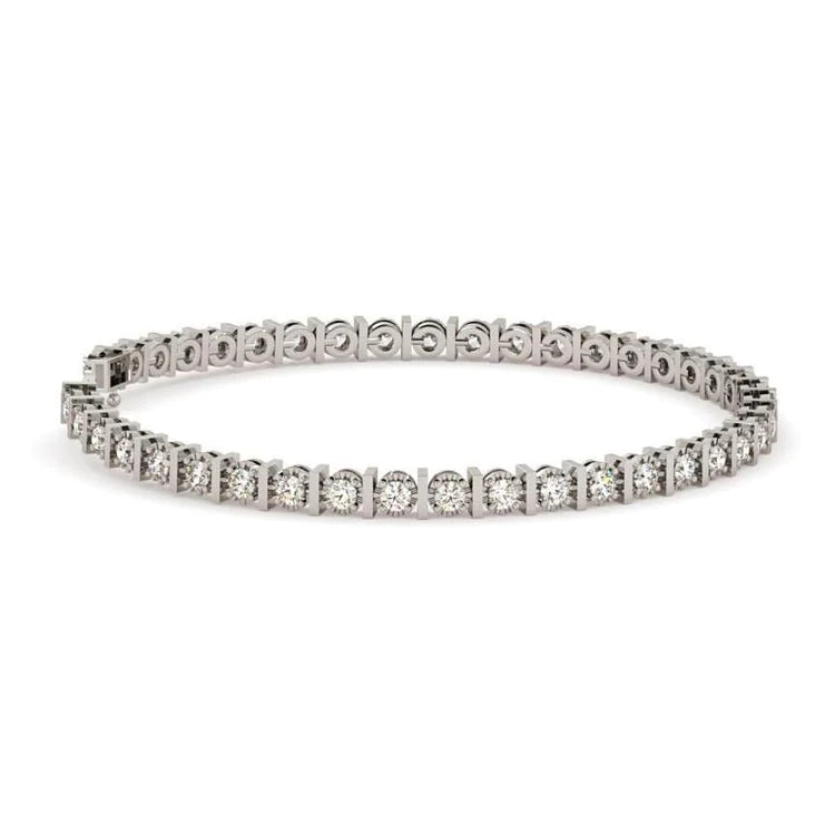 Bracelet Tennis Authentique Diamants Scintillants Taille Brilliant 6.00 Carats WG