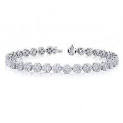 Bracelet Tennis Avec Griffes À 12 Carats De Naturel Diamants Ronds 14K D'Or Blanc