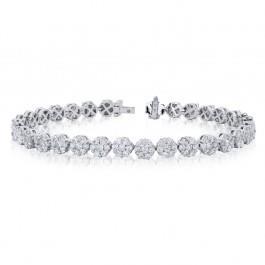 Bracelet Tennis Avec Griffes À 12 Carats De Naturel Diamants Ronds 14K D'Or Blanc