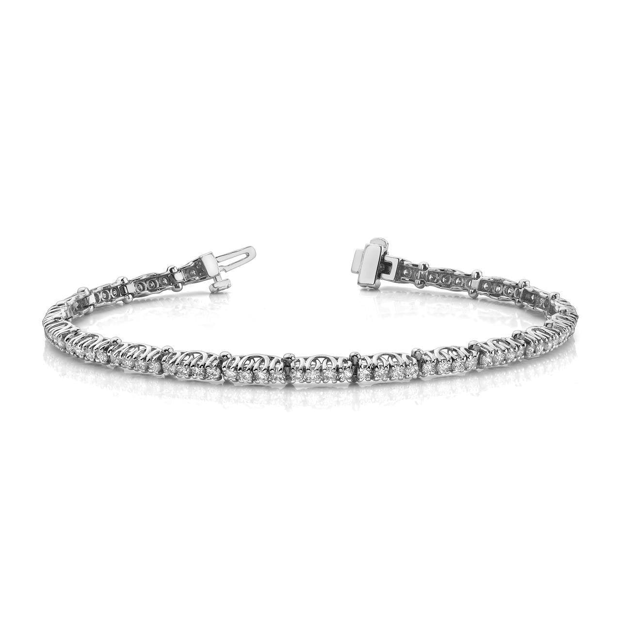 Bracelet Tennis Avec Griffes À 12,50 Carats De Véritable Diamants Ronds 14K D'Or Blanc