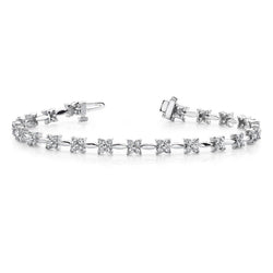 Bracelet Tennis Avec Griffes À 4,40 Carats De Véritable Diamants Ronds Étincelants 14K D'Or Blanc