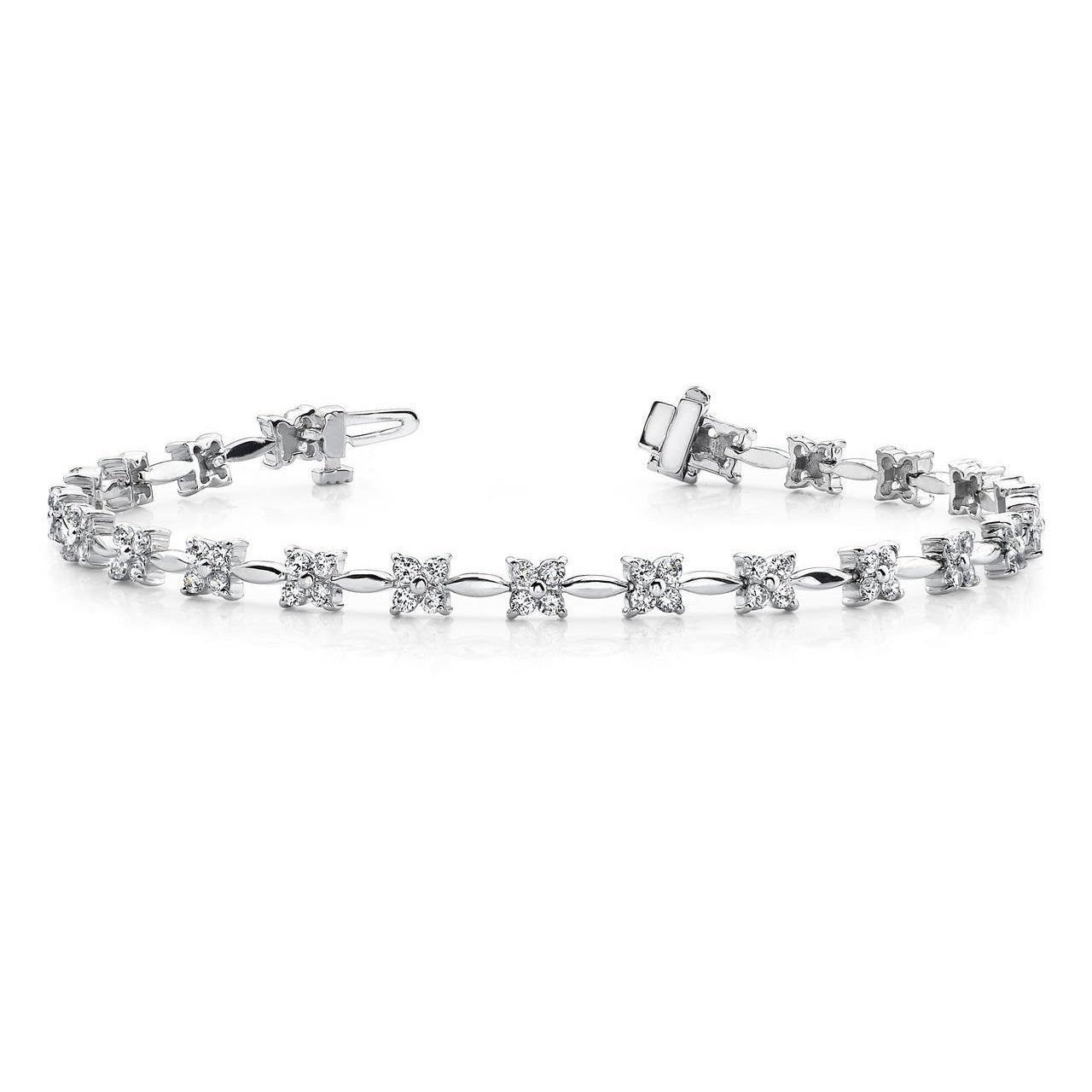 Bracelet Tennis Avec Griffes À 4,40 Carats De Véritable Diamants Ronds Étincelants 14K D'Or Blanc