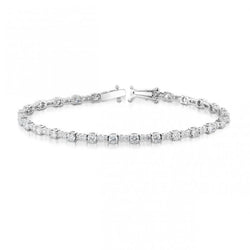 Bracelet Tennis Avec Griffes À 6 Carats De Réel Diamants Ronds 14K D'Or Blanc