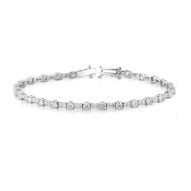 Bracelet Tennis Avec Griffes À 6 Carats De Réel Diamants Ronds 14K D'Or Blanc