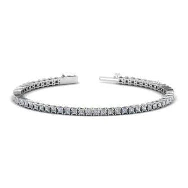 Bracelet Tennis Avec Griffes En Or Blanc à 8,25 Carats De Réel Diamants Princesses