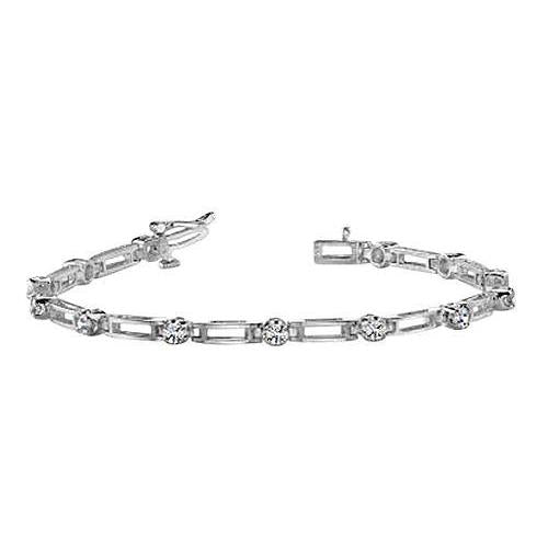 Bracelet Tennis Avec Griffes Pour Femme À 2,60 Carats De Véritable Diamants 14K D'Or Blanc