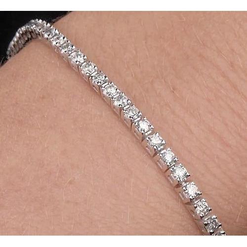 Bracelet Tennis Avec Griffes Pour Femme à 8 Carats De Authentique diamants ronds Bijoux à 14K
