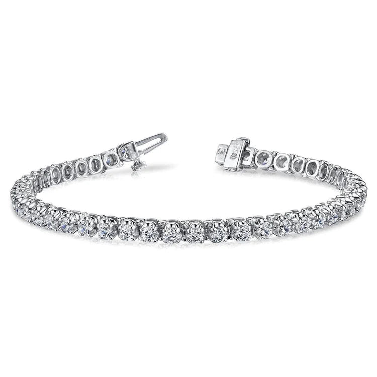 Bracelet Tennis Avec Griffes Pour Femme à 9 Carats De Naturel Diamants 14K D'Or Blanc