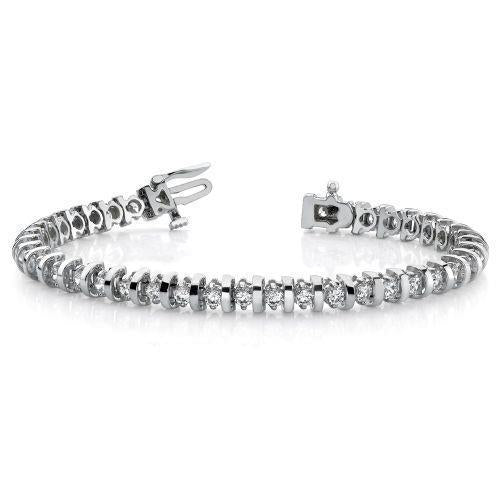Bracelet Tennis Avec Griffes à 4 Carats De Réel Diamants Ronds 14K D'Or Blanc