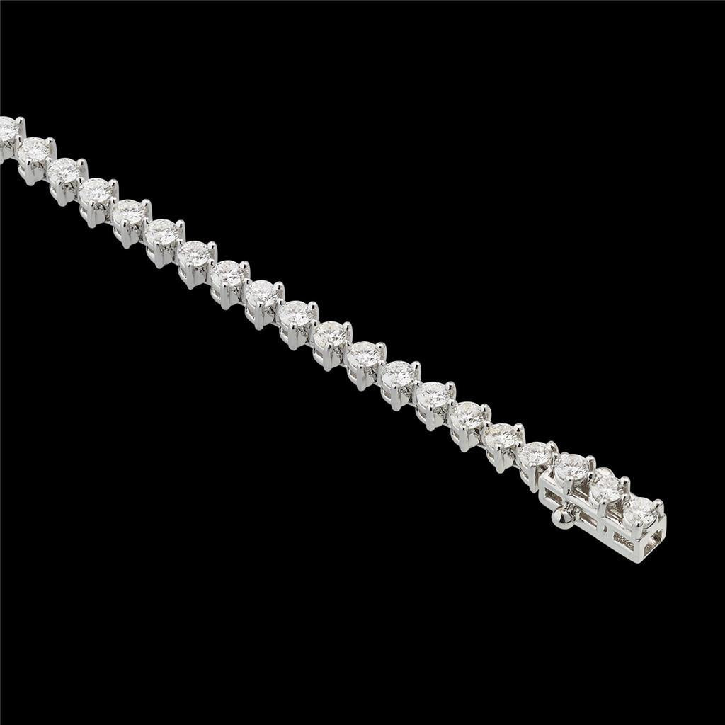 Bracelet Tennis Avec Griffes à 5 Carats De Véritable Diamants Ronds 14K D'Or Blanc Solide