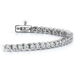 Bracelet Tennis Avec Griffes à 6 Carats De Réel Diamants Ronds 14K D'Or Blanc