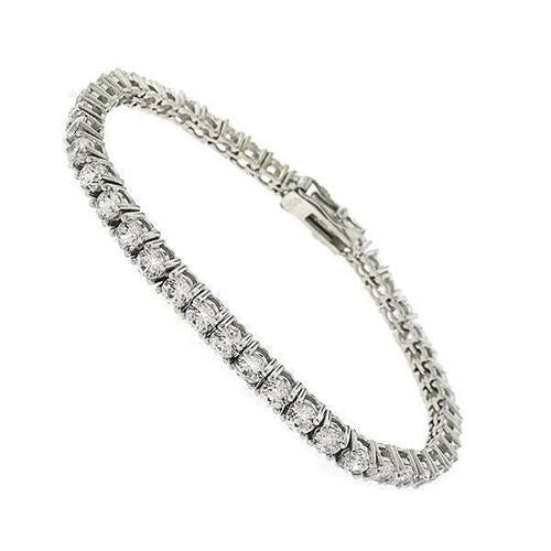 Bracelet Tennis Avec Griffes à 6 Carats De Réel Diamants Ronds 14K D'Or Blanc