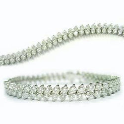 Bracelet Tennis Avec Griffes à 7 Carats De Réel Diamants Ronds 14K D'Or Blanc