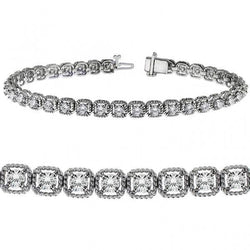 Bracelet Tennis Avec Griffes à 7,20 Carats De Naturel Diamants Ronds 14K D'Or Blanc
