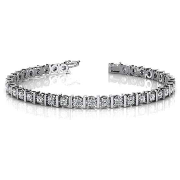 Bracelet Tennis Avec Griffes à 8 Carats De Réel Diamants Ronds 14K D'Or Blanc