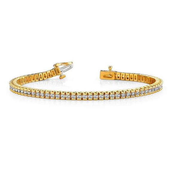Bracelet Tennis Basique à 3,50 Carats De Réel Diamants 14K D'Or Blanc