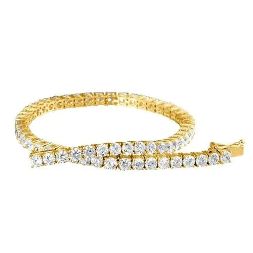 Bracelet Tennis Basique à 6 Carats De Réel Diamants Ronds 14K D'Or Jaune Pour Femme Solide
