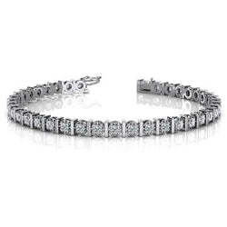 Bracelet Tennis Bijoux Solide 9.25 Carats Réel Diamant Rond Scintillant
