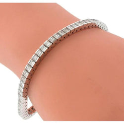 Bracelet Tennis Blanc En chaîne à 9 carats De Réel Diamants Princesses