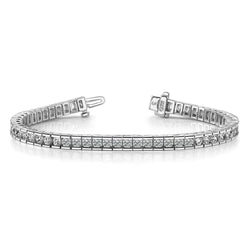 Bracelet Tennis Boite à 14 Carats De Naturel Diamants Ronds 14K D'Or Blanc