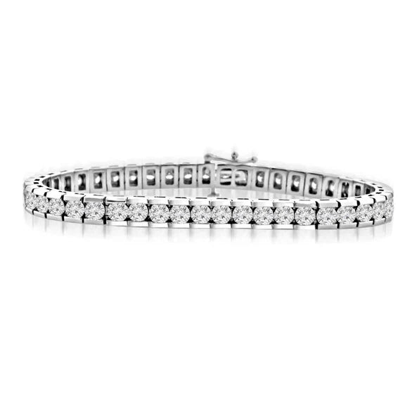 Bracelet Tennis Canal Set 9 Carats Réel Diamants Taille Ronde Or Blanc 14K