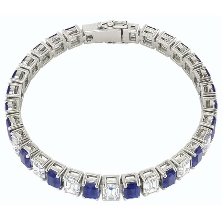 Bracelet Tennis Ceylan Saphir Diamant Naturels Extraits des Mines ( et non cultivés en laboratoire ) Émeraude Sertie De Griffes