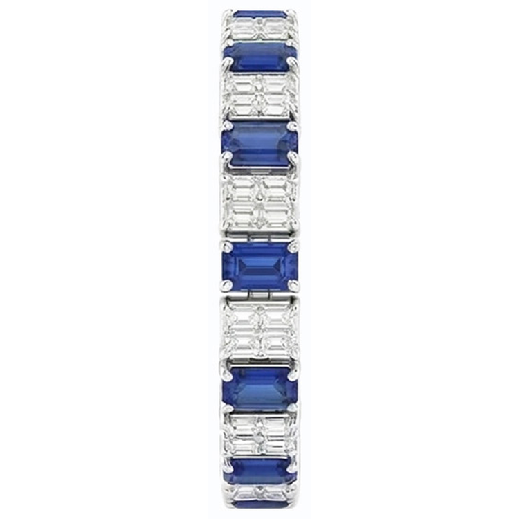 Bracelet Tennis Ceylan Saphir Diamant Naturels Extraits des Mines ( et non cultivés en laboratoire ) Émeraude Sertie De Griffes