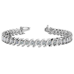 Bracelet Tennis De Style S Avec Griffes à 8,75 Carats De Réel Diamants 14K D'Or Blanc