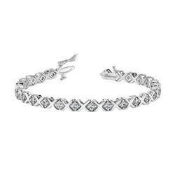 Bracelet Tennis De Style X à 3,75 Carats De Réel Diamants Ronds 14K D'Or Blanc