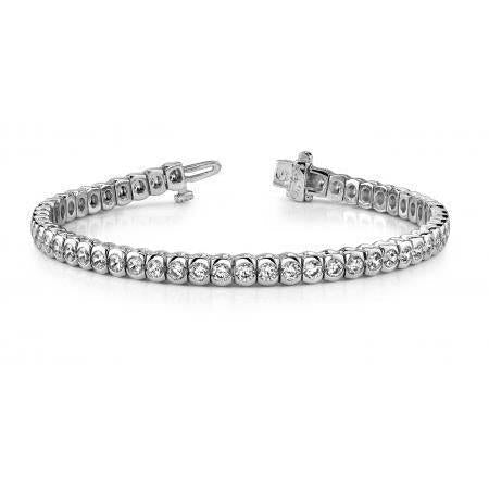 Bracelet Tennis Demi-Biseau à 5,30 Carats De Réel Diamants Ronds 14K D'Or Blanc