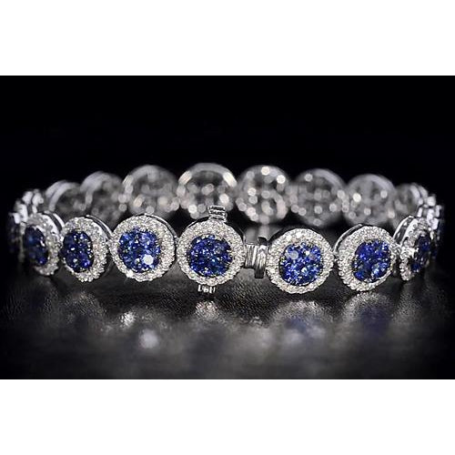 Bracelet Tennis Diamant Bijoux Saphir Bleu Ceylan