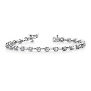 Bracelet Tennis Élégant Demi-Biseau à 3,60 Carats De Réel Diamants 14K D'Or