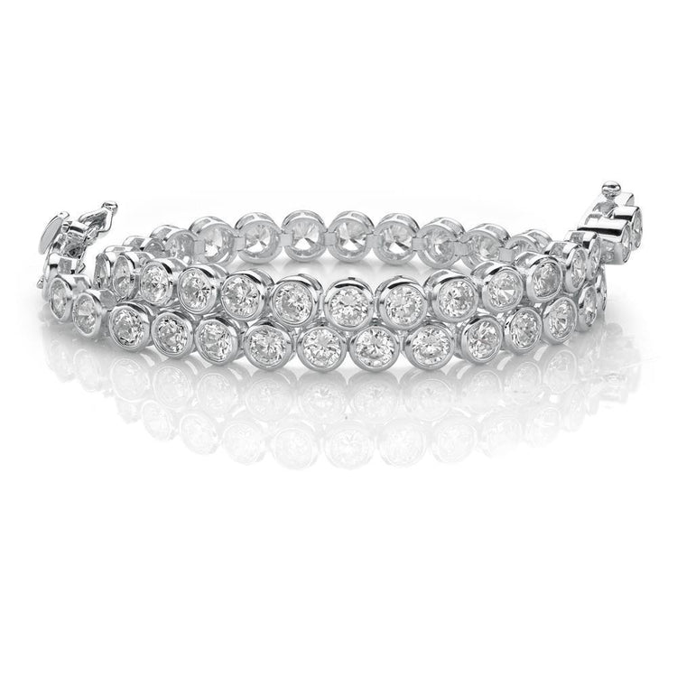 Bracelet Tennis En Biseau à 11,25 Carats De Réel Diamants Ronds 14K D'Or Blanc